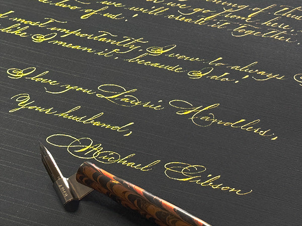 25 Word Hand-Calligraphed Note